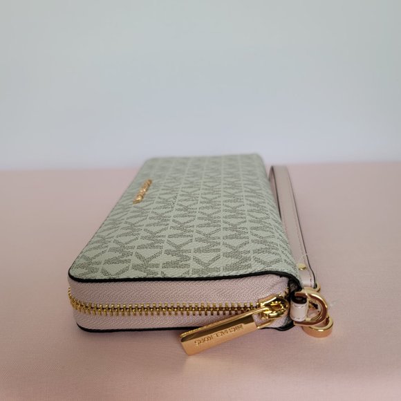 MICHAEL KORS Signature Logo Jet Set Travel Continental Wallet/Wristlet-Pwr Blush - Picture 10 of 16